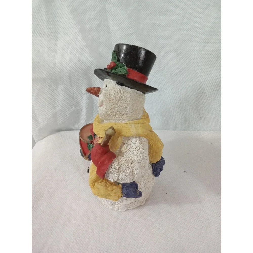 Snowman Figurines Vintage Resin Red White‎ Yellow Drum Christmas Holiday